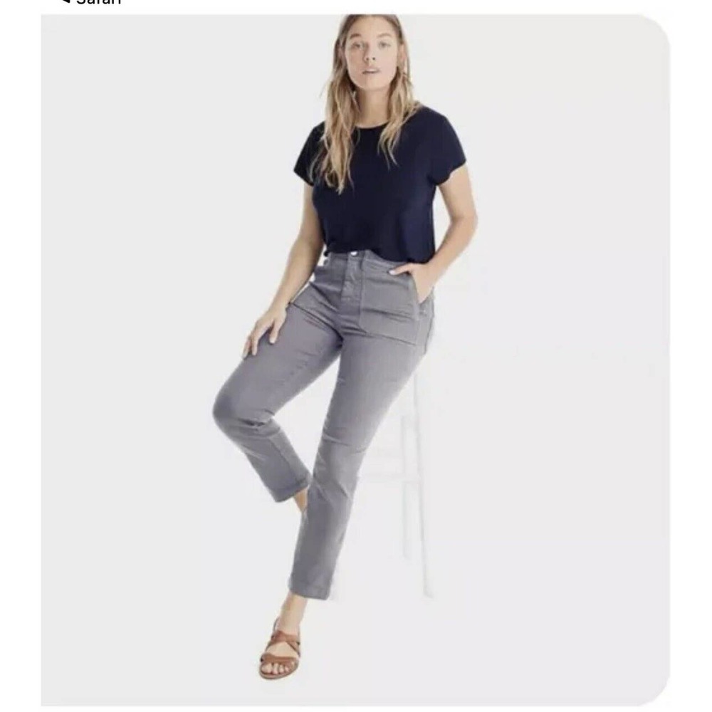 J. Crew Vintage Straight Cargo Pant in Slub Sateen Women's Sz 28 Slate Grey